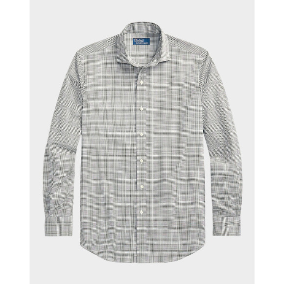 Polo Ralph Lauren Men Glen Plaid Poplin Sport Shirt Green/White Size L